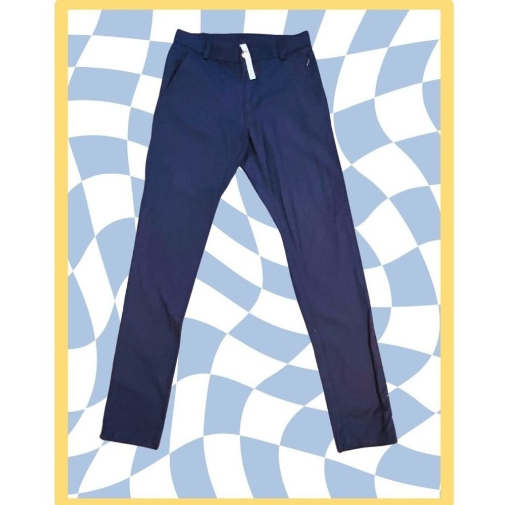 Navy Lululemon Slim Fit Zippered Pocket Slacks Standard Length W 28